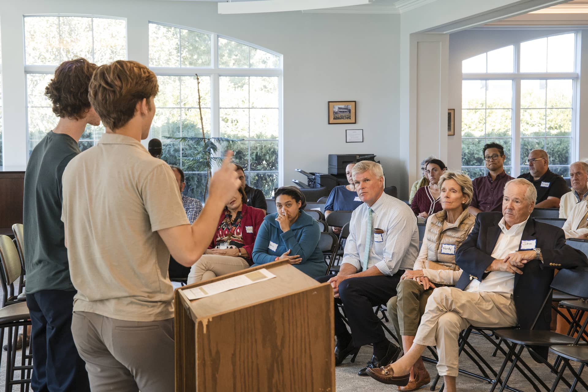 Alternatives to Violence project speakers presenting to audience
